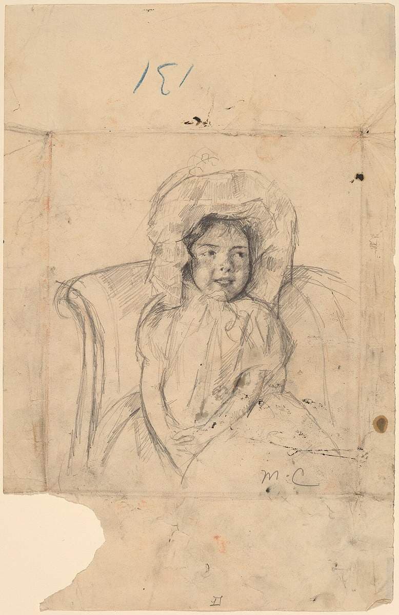Smiling Margot Wearing a Ruffled Bonnet — Mary Cassatt