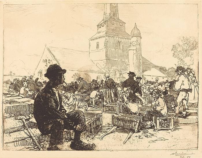 Poultry Market at St.-Jean-de-Mont (Marche a la volaille, a St.-Jean-de-Mont) — Auguste Lepère