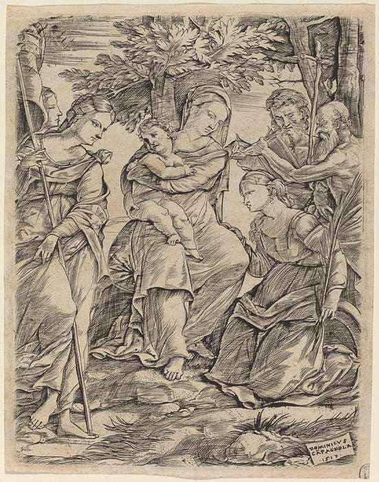 The Virgin and Child with Saints — Domenico Campagnola