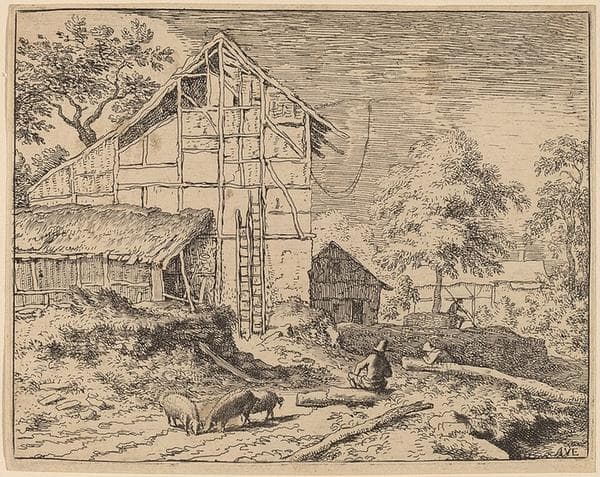 Cottage with Two Ladders — Allaert van Everdingen