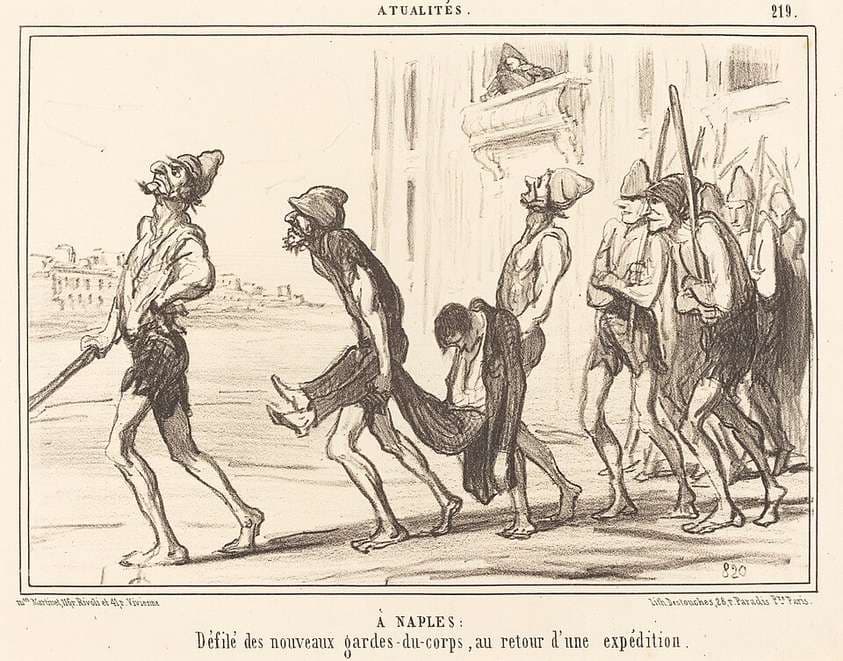 A Naples: Défilé des... gardes-du-corps... — Honoré Daumier