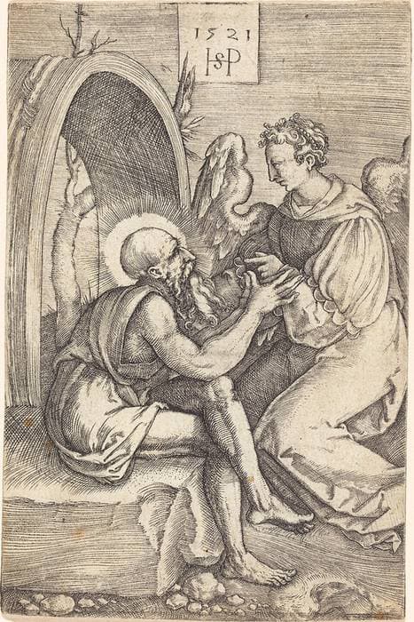 Saint Jerome with the Angel — Sebald Beham