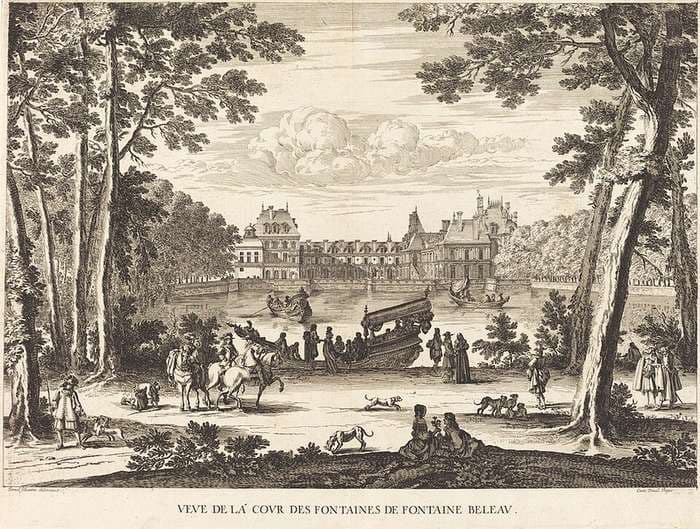 Veue de la cour des Fontaines de Fontaine Beleau — Israël Silvestre