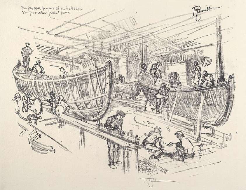 The Boat Builders — Joseph Pennell