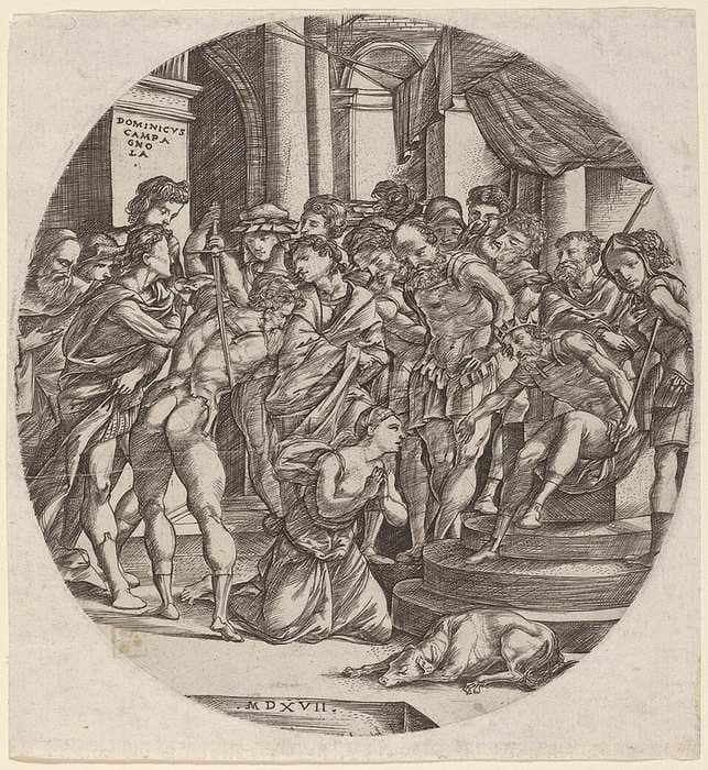 Beheading of Saint Catherine — Domenico Campagnola