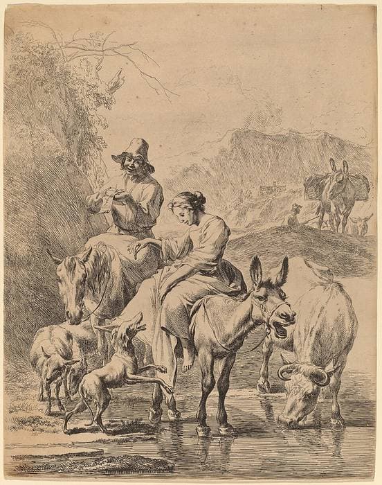 Shepherdess on a Donkey — Nicolaes Pieterszoon Berchem