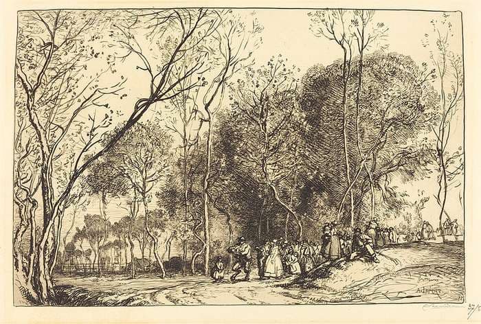 Summer in Saint-Martin, the Past Nuptials (Ete de la Saint-Martin, la noce qui passe) — Auguste Lepère