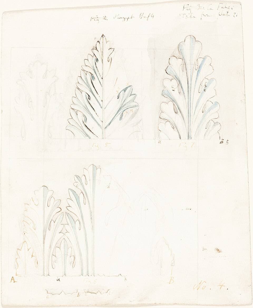 Ornamental Study with Acanthus Motif for "The Stones of Venice" — John Ruskin
