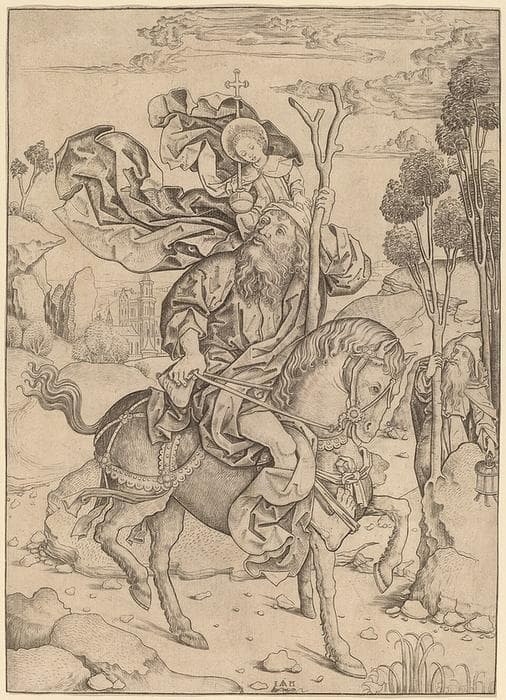 Saint Christopher on Horseback — Master I.A.M. of Zwolle