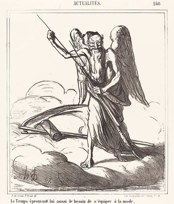 Le Temps éprouvant lui aussi le besoin de s'équiper a la mode — Honoré Daumier