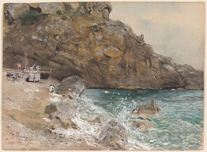 The Beach at Marina Piccola, Capri — Franz Skarbina