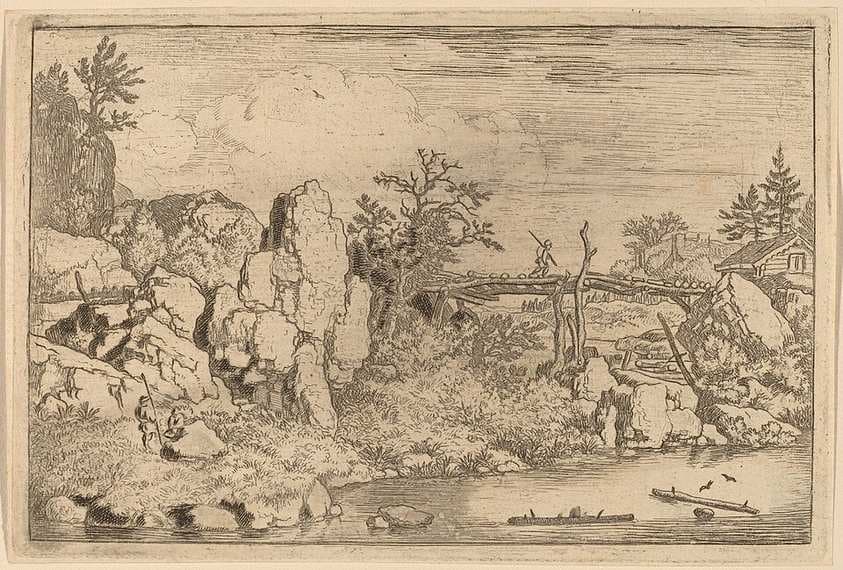 Two Logs in the Water — Allaert van Everdingen