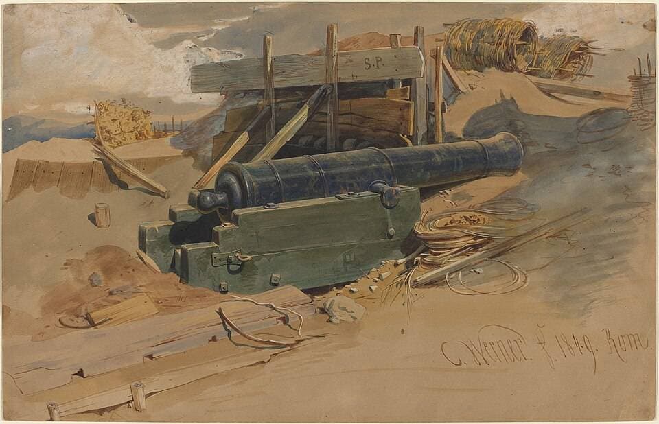 Cannon by a Bulwark — Carl Friedrich Heinrich Werner