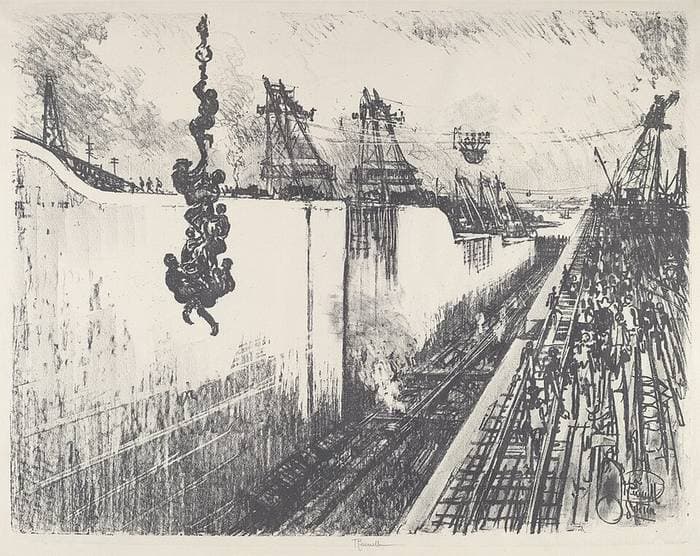 Dinner Time, Gatun Lock — Joseph Pennell