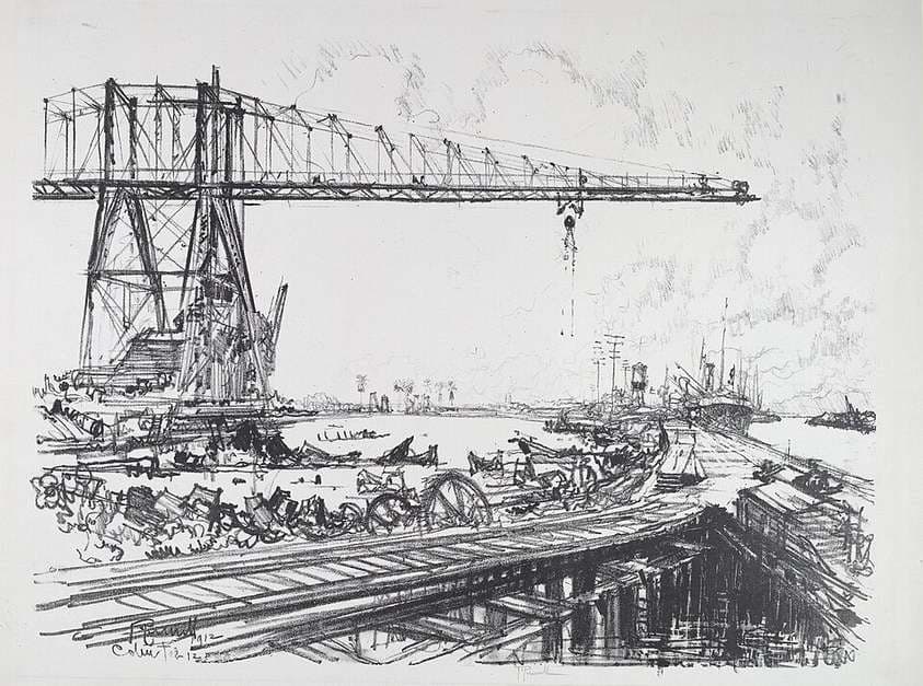 French Canal and American Cranes — Joseph Pennell