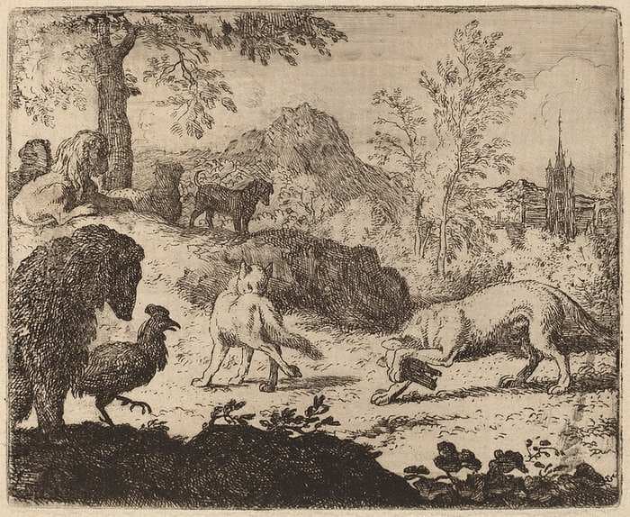 Reynard Blinds the Wolf in One Eye — Allaert van Everdingen