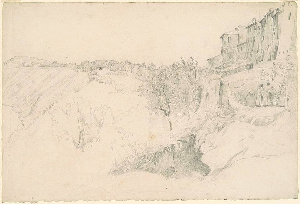 Hillside with Houses and Figures — Worthington Whittredge