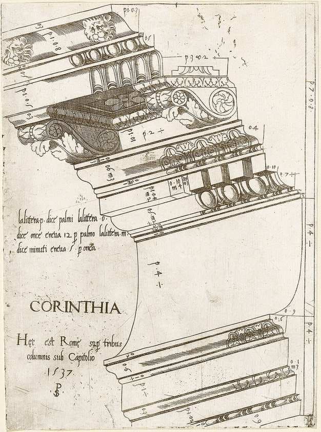 Entablature from the Temple of Vespasian, Rome — Master PS