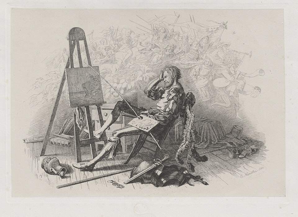 Morning after the Masked Ball: Emil Theodor Richter at His Easel — Eugen Napoleon Neureuther