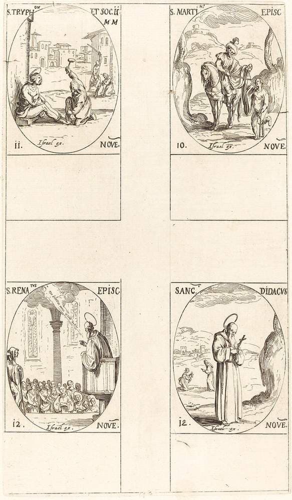 St. Martin; St. Tryphon and Companions; St. Renatus; St. Didacus — Jacques Callot