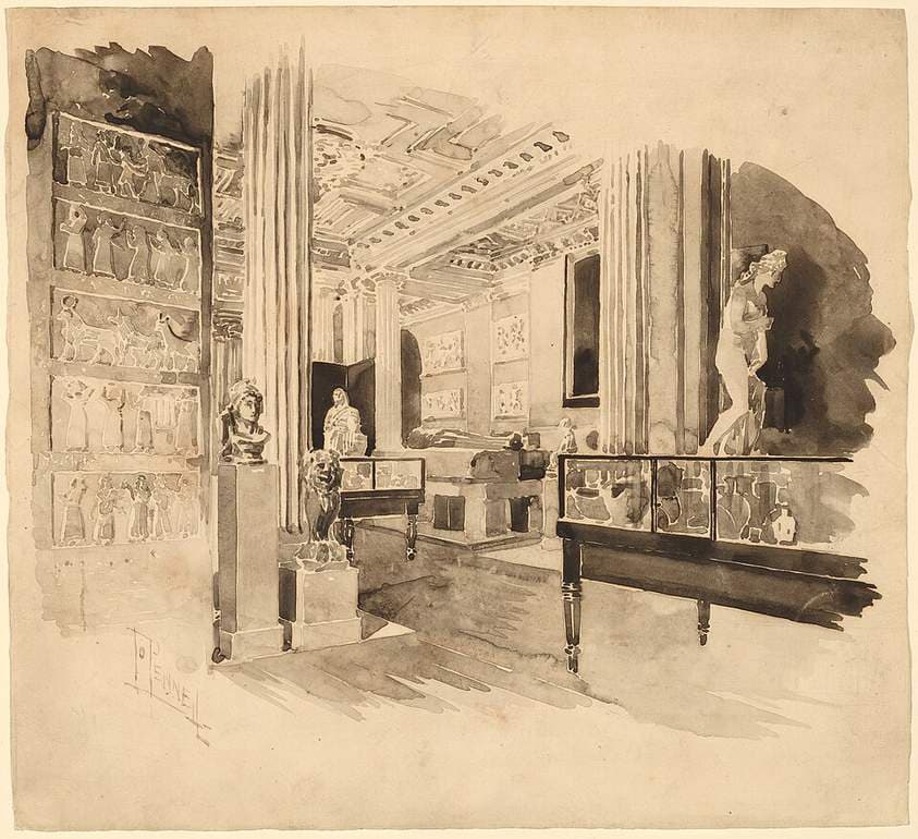 Interior, Fitzwilliam Museum — Joseph Pennell