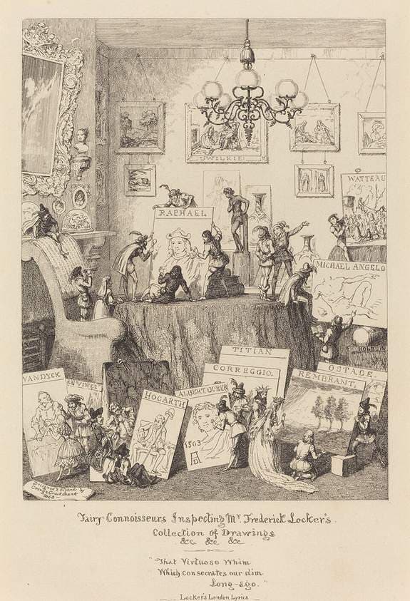 Fairy Connoisseurs Inspecting Mr. Frederick Locker's Collection of Drawings — George Cruikshank