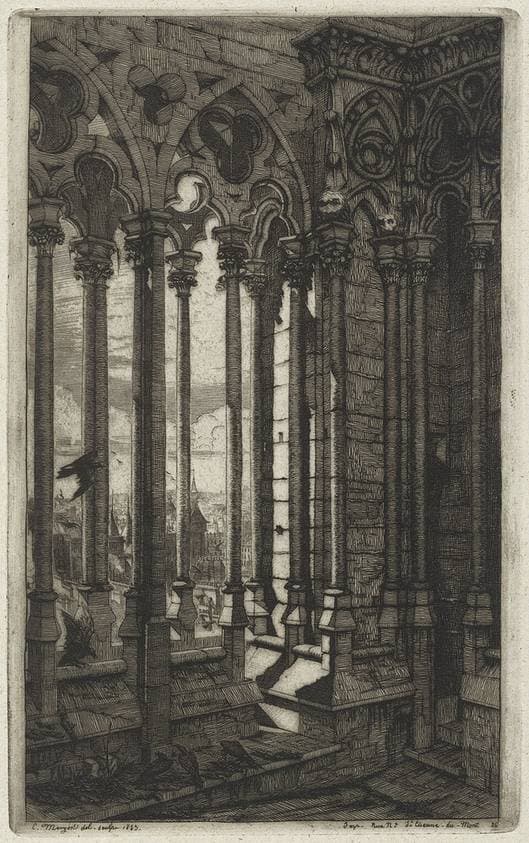 La galerie Notre-Dame, Paris (The Gallery of Notre Dame, Paris) — Charles Meryon