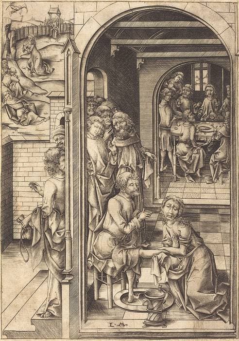 Christ Washing the Feet of the Apostles — Israhel van Meckenem