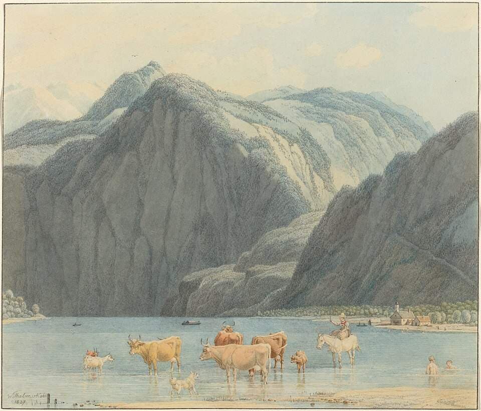 Königsee with the Cliffs of St. Bartholomëe — Wilhelm von Kobell
