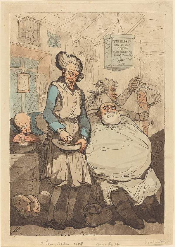 A Penny Barber — Thomas Rowlandson