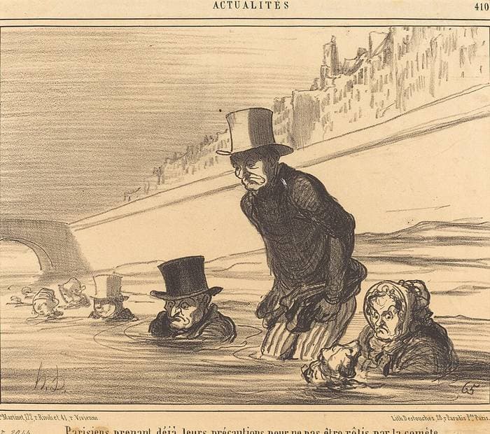 Parisiens prenant... leurs précautions... — Honoré Daumier