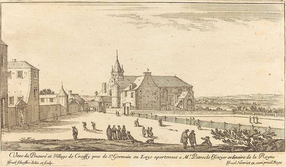 Veue de Prieure et Village de Croissy — Israël Silvestre