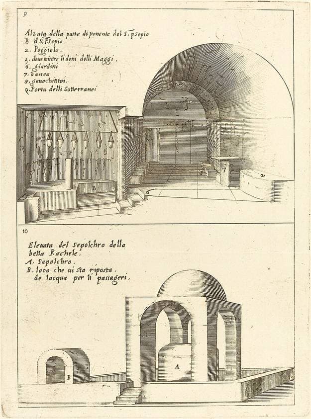 Elevations of the Holy Manger and the Sepulchre of Rachel — Jacques Callot