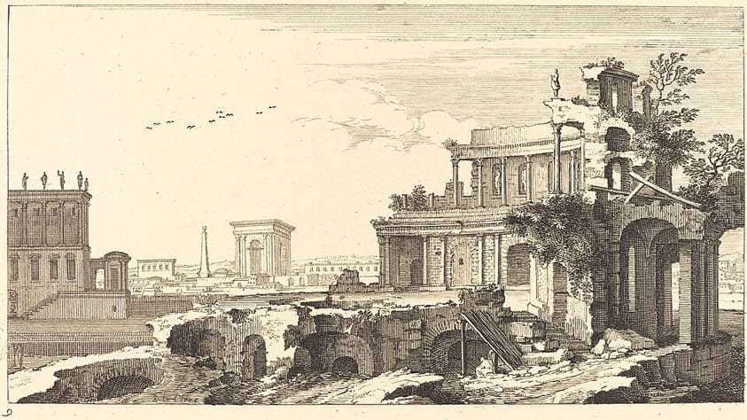 Landscape with Classical Ruins — Sébastien Le Clerc I