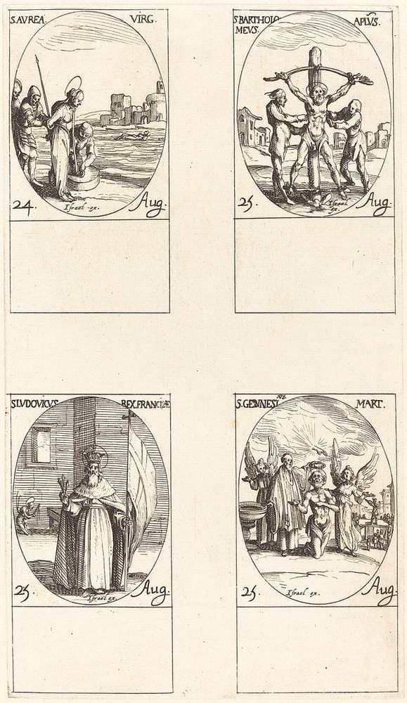 St. Aurea; St. Bartholomew; St. Louis; St. Genesius — Jacques Callot