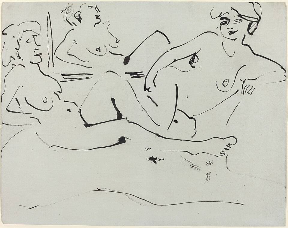 Dodo and an Older Woman Reclining before a Mirror — Ernst Ludwig Kirchner