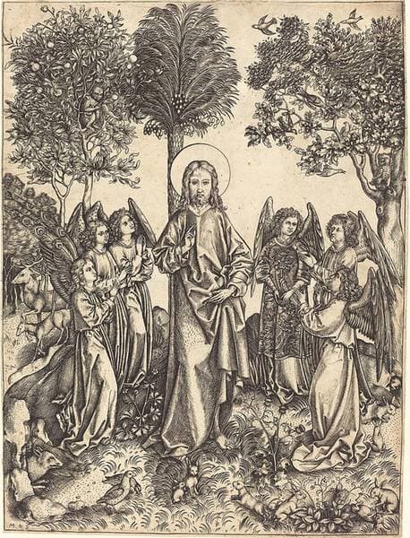 Christ in the Wilderness Served by Angels — Master i.e.