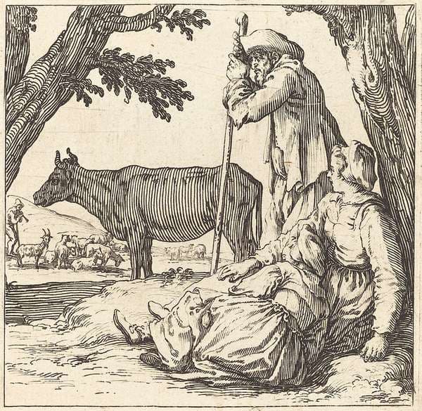 Peasant Couple with Cow — Jacques Callot