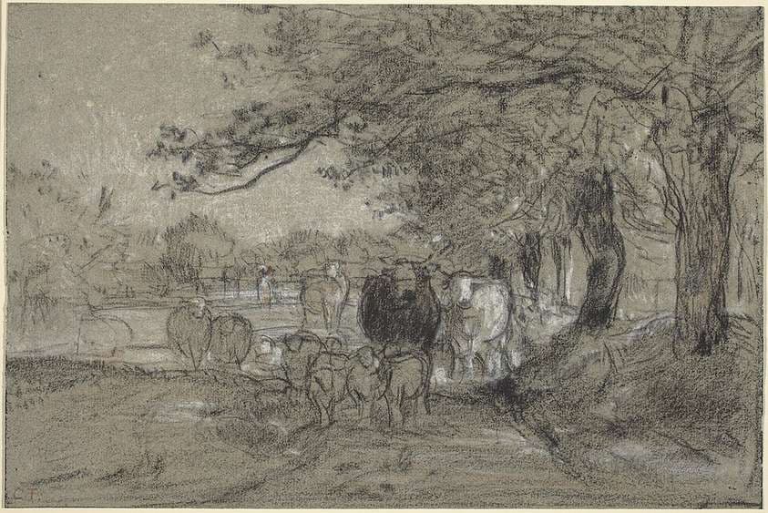 Cows and Sheep under Trees — Constant Troyon
