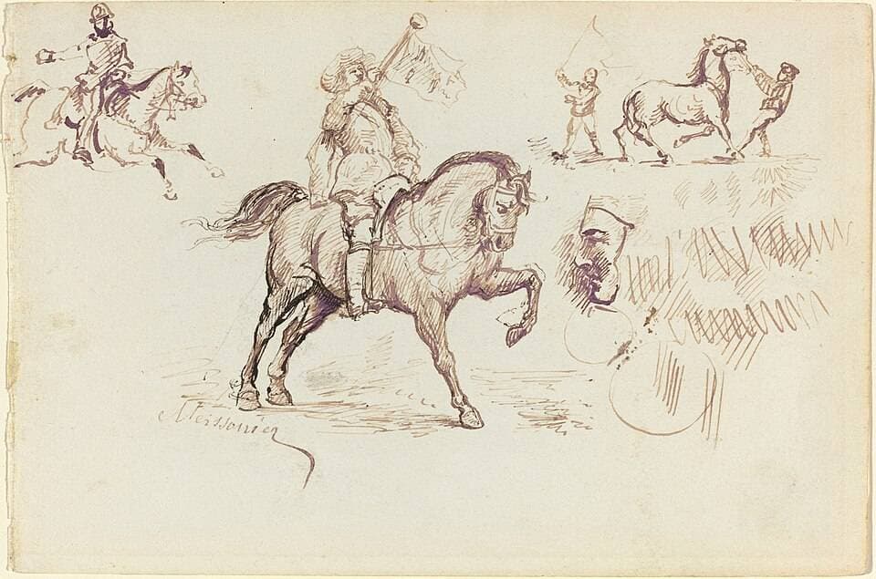 The Herald of Murcia and Other Studies (recto) — Ernest Meissonier
