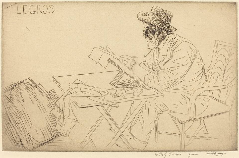 Alphonse Legros Sketching — William Strang