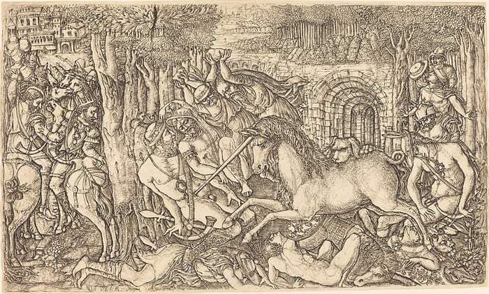 A King Pursued by a Unicorn — Jean Duvet