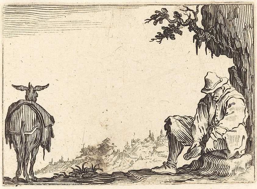 Peasant Removing His Shoe — Jacques Callot