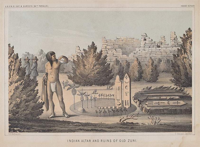 Indian Altar and Ruins of Old Zuni — Heinrich Baldwin Mollhausen