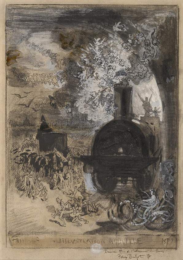 Frontispiece for L'Illustration Nouvelle: The Burial of the Burin — Félix-Hilaire Buhot