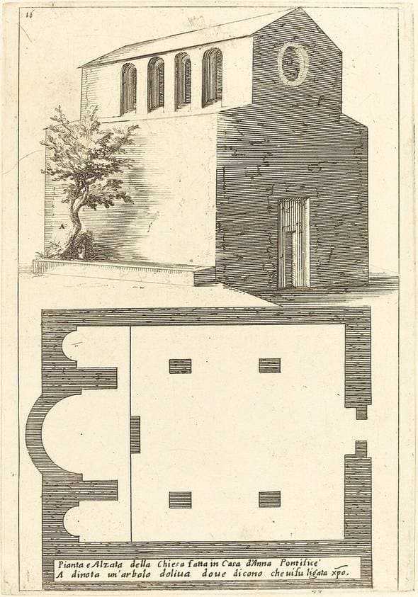 Plan and Elevation of the Church near the House of Annas — Jacques Callot