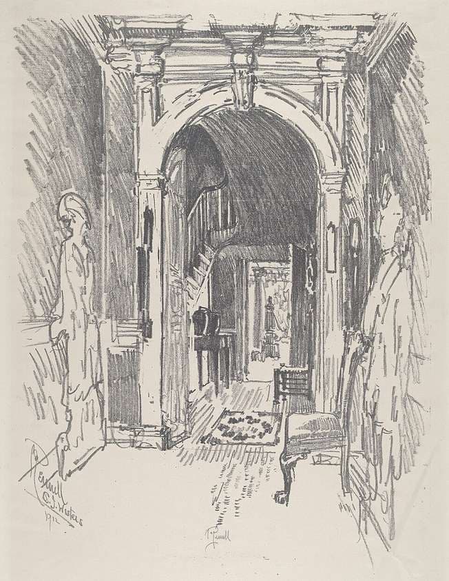 Hallway at Dr. Wister's — Joseph Pennell