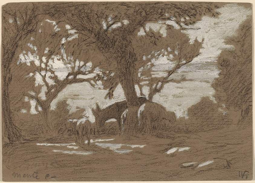 Mt. Colognola - Sheep Grazing on Lake Trasimeno — Elihu Vedder