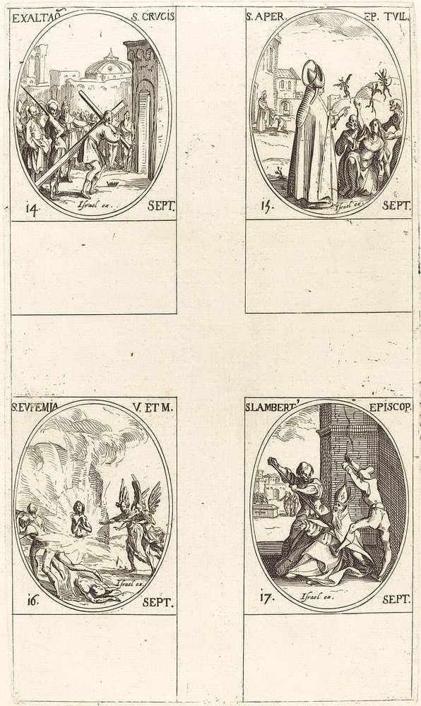 Exaltation of the Holy Cross; St. Aper; St. Euphemia; St. Lambert — Jacques Callot