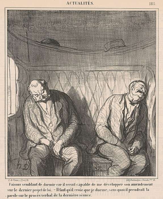 Faisons semblant de dormier ... — Honoré Daumier